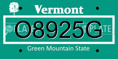 O8925G Vermont License Plate
