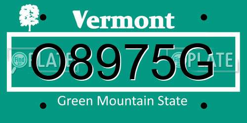 O8975G Vermont License Plate
