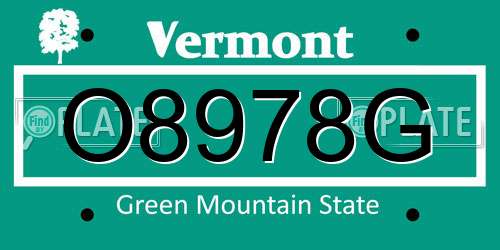 O8978G Vermont License Plate