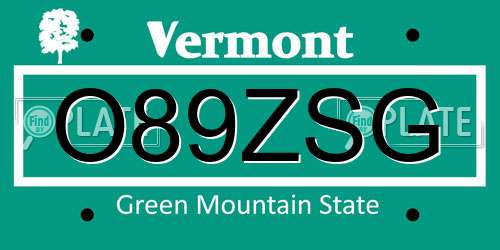 O89ZSG Vermont License Plate