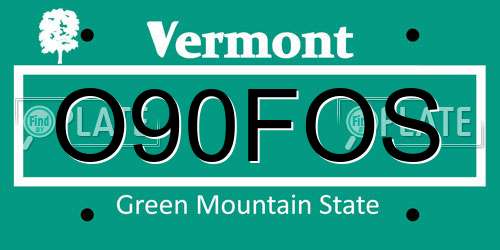 O90FOS Vermont License Plate