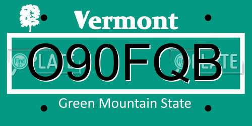 O90FQB Vermont License Plate