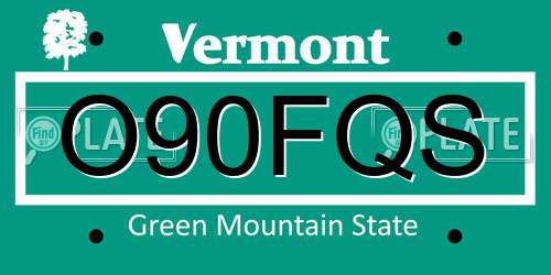 O90FQS Vermont License Plate