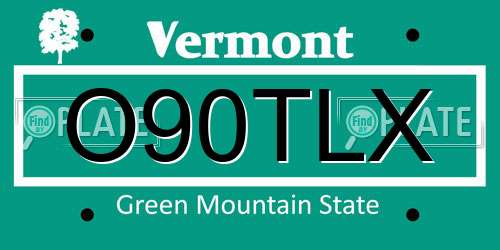 O90TLX Vermont License Plate