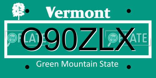 O90ZLX Vermont License Plate