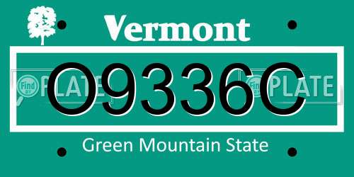 O9336C Vermont License Plate