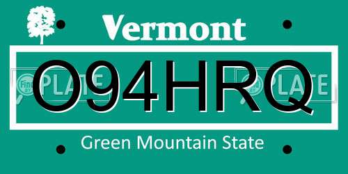 O94HRQ Vermont License Plate