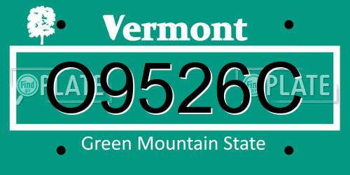 O9526C Vermont License Plate