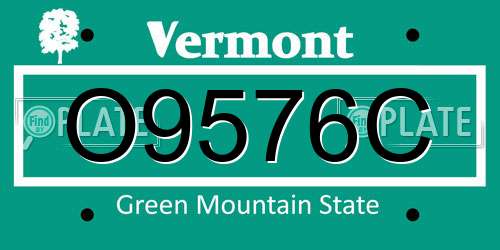 O9576C Vermont License Plate