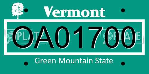 OA01700 Vermont License Plate