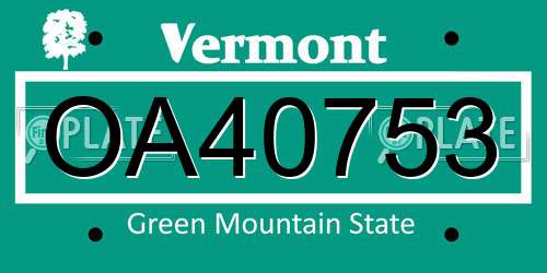 OA40753 Vermont License Plate