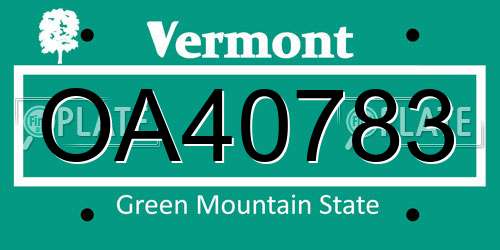 OA40783 Vermont License Plate