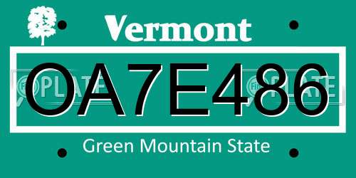 OA7E486 Vermont License Plate