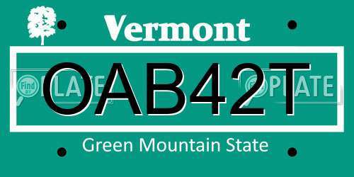 OAB42T Vermont License Plate