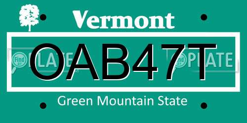 OAB47T Vermont License Plate
