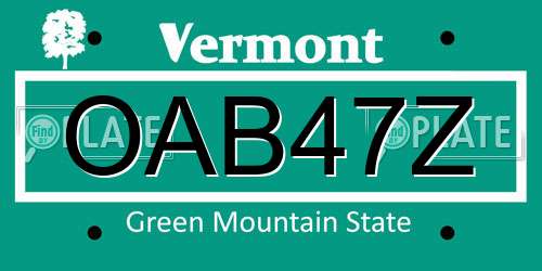 OAB47Z Vermont License Plate