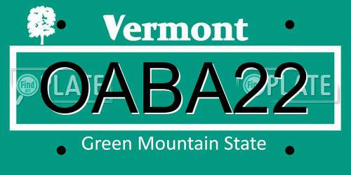 OABA22 Vermont License Plate
