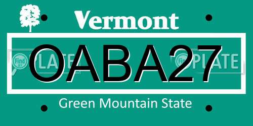 OABA27 Vermont License Plate