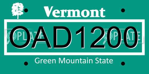 OAD1200 Vermont License Plate