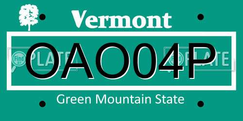 OAO04P Vermont License Plate