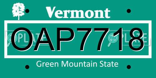 OAP7718 Vermont License Plate