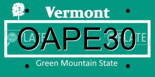 OAPE30 Vermont License Plate