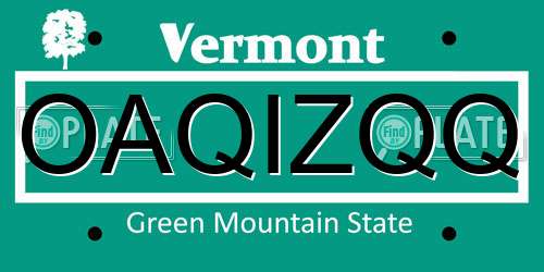 OAQIZQQ Vermont License Plate