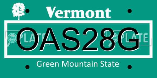 OAS28G Vermont License Plate