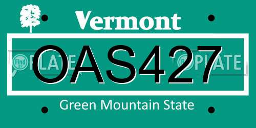 OAS427 Vermont License Plate