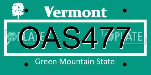 OAS477 Vermont License Plate
