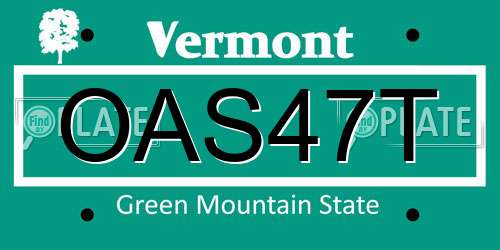 OAS47T Vermont License Plate