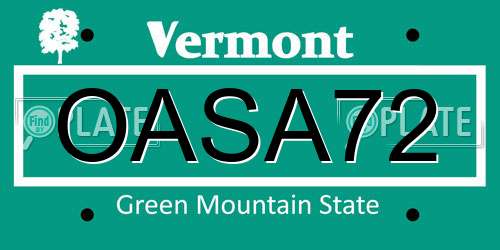 OASA72 Vermont License Plate