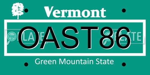 OAST86 Vermont License Plate