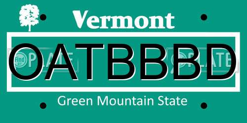 OATBBBD Vermont License Plate