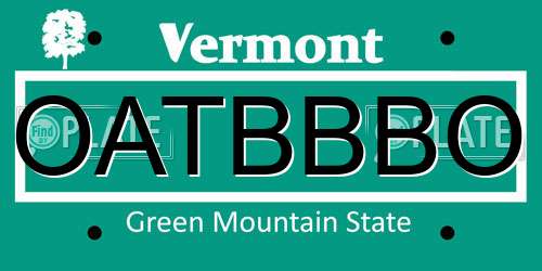 OATBBBO Vermont License Plate