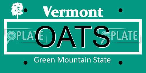 OATS Vermont License Plate