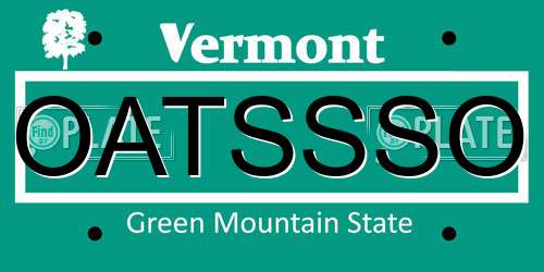 OATSSSO Vermont License Plate