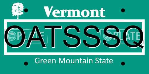OATSSSQ Vermont License Plate