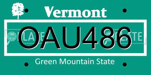 OAU486 Vermont License Plate
