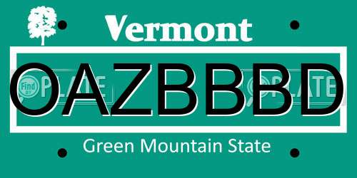 OAZBBBD Vermont License Plate