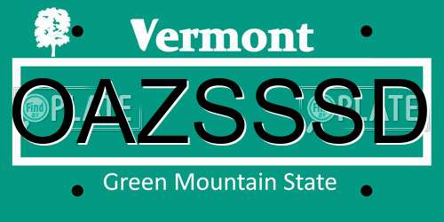 OAZSSSD Vermont License Plate