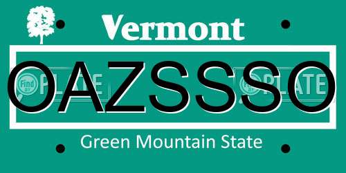 OAZSSSO Vermont License Plate