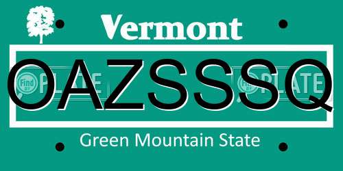 OAZSSSQ Vermont License Plate