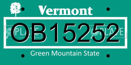 OB15252 Vermont License Plate
