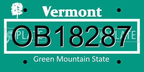 OB18287 Vermont License Plate