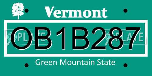 OB1B287 Vermont License Plate