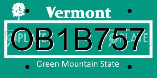 OB1B757 Vermont License Plate