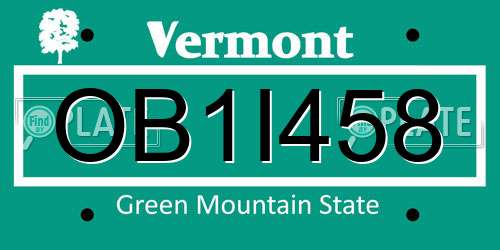OB1I458 Vermont License Plate