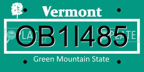 OB1I485 Vermont License Plate