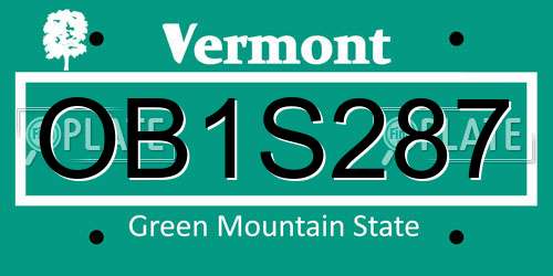 OB1S287 Vermont License Plate